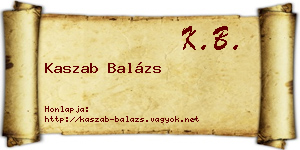 Kaszab Balázs névjegykártya